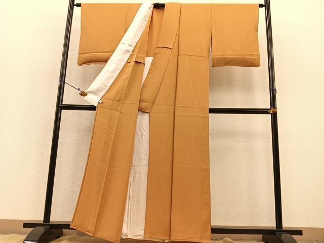 平和屋着物▽上質な色無地 単衣 狐色 正絹 逸品 BAAT1142hv