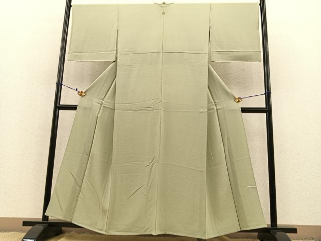 平和屋着物▽上質な色無地 単衣 若葉色 正絹 逸品 BAAT1143hv