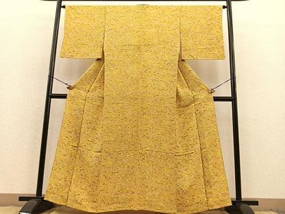 平和屋着物▽上質な小紋　単衣　手描き　松竹梅　風景文　正絹　逸品　BAAT1146hv