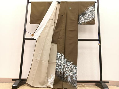 平和屋着物▽訪問着　単衣　辻が花　暈し染め　銀彩　洗える着物　BAAT1153hv