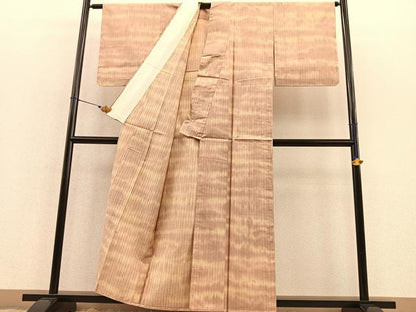 平和屋着物▽上質な紬 単衣 立涌文様 正絹 逸品 未使用 BAAT1163hv