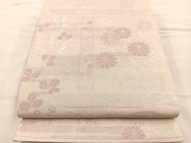 平和屋着物＊夏物 六通柄袋帯 草花文 銀糸 正絹 逸品 BAAT1175hv