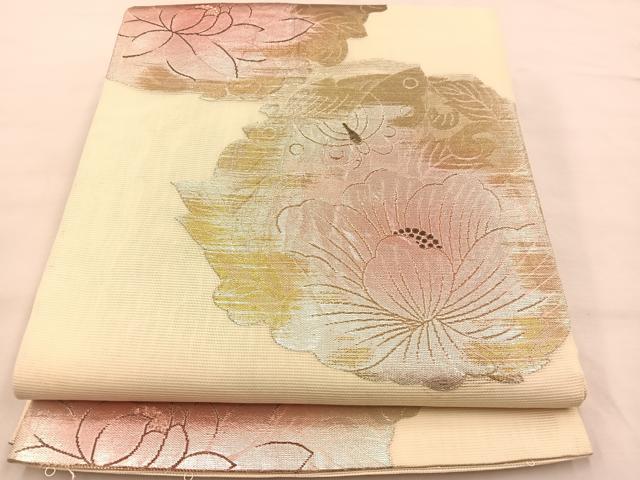 平和屋着物＊夏物 六通柄袋帯 花蝶丸文 金銀糸 正絹 逸品 BAAT1190hv