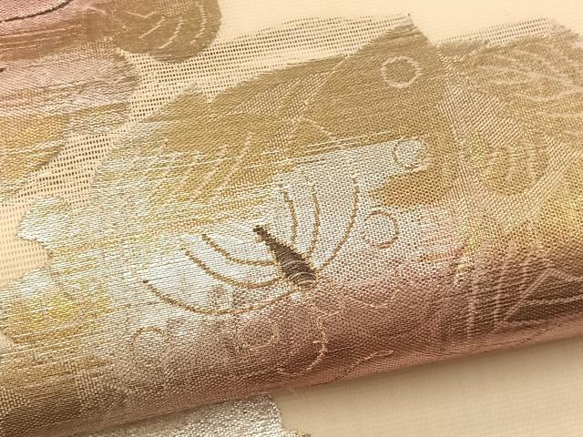 平和屋着物＊夏物 六通柄袋帯 花蝶丸文 金銀糸 正絹 逸品 BAAT1190hv