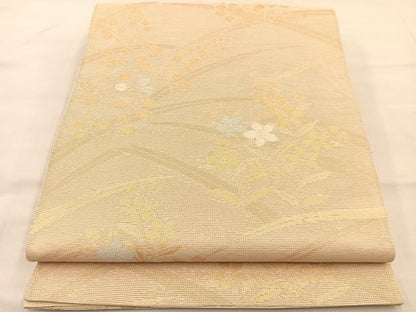 平和屋着物＊夏物　六通柄袋帯　桔梗萩文　銀糸　正絹　逸品　BAAT1191hv