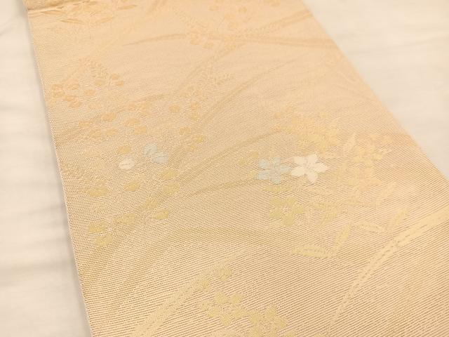 平和屋着物＊夏物　六通柄袋帯　桔梗萩文　銀糸　正絹　逸品　BAAT1191hv