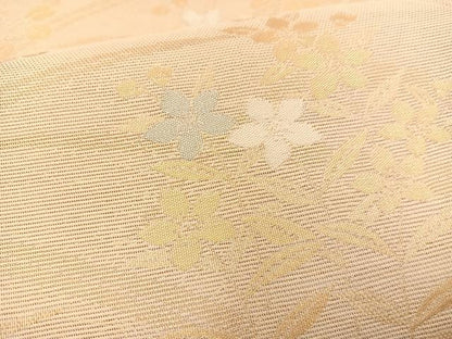 平和屋着物＊夏物　六通柄袋帯　桔梗萩文　銀糸　正絹　逸品　BAAT1191hv