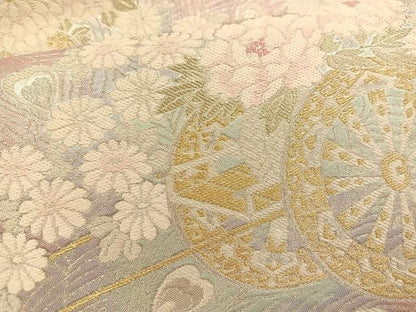 平和屋着物◎六通柄袋帯　孔雀羽花車文　金銀糸　正絹　逸品　BAAT1409gt