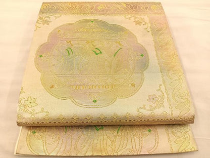 平和屋着物◎六通柄袋帯 人物花文 金糸 正絹 逸品 BAAT1443gt