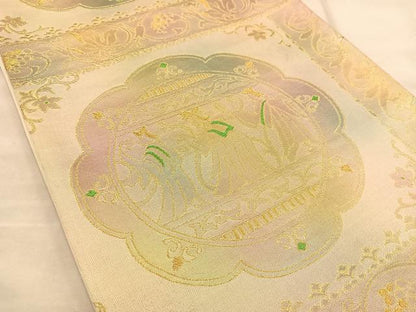 平和屋着物◎六通柄袋帯 人物花文 金糸 正絹 逸品 BAAT1443gt