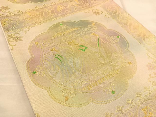 平和屋着物◎六通柄袋帯 人物花文 金糸 正絹 逸品 BAAT1443gt