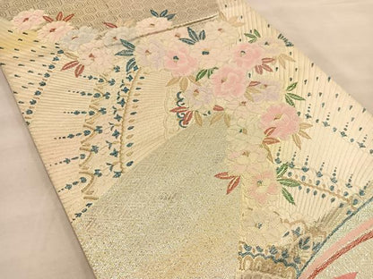 平和屋着物◎六通柄袋帯 唐織 花 金銀糸 正絹 逸品 BAAT1466gt