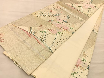 平和屋着物◎六通柄袋帯 唐織 花 金銀糸 正絹 逸品 BAAT1466gt