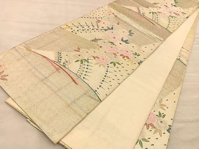 平和屋着物◎六通柄袋帯 唐織 花 金銀糸 正絹 逸品 BAAT1466gt