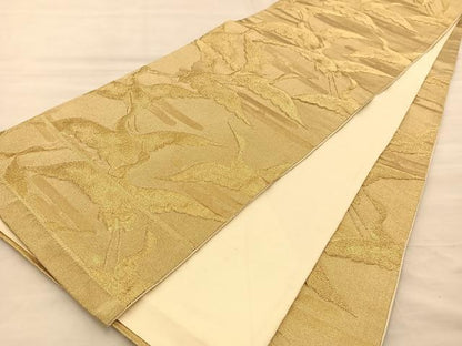 平和屋着物◎六通柄袋帯 飛鶴文 金糸 正絹 逸品 BAAT1468gt