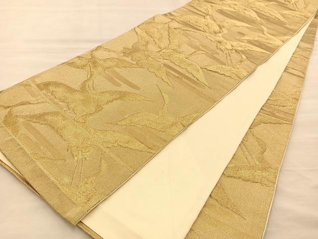 平和屋着物◎六通柄袋帯 飛鶴文 金糸 正絹 逸品 BAAT1468gt