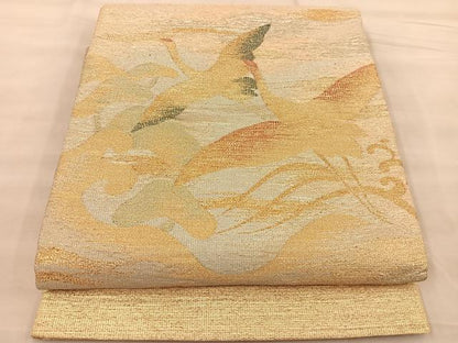 平和屋着物◎太鼓柄袋帯 飛鶴 金銀糸 正絹 逸品 BAAT1480gt