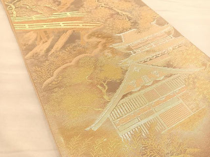 平和屋着物◎六通柄袋帯 嵐山 二重引箔 金銀糸 正絹 逸品 BAAT1486gt