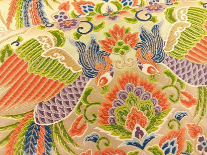 平和屋着物◎六通柄袋帯 唐織 向かい鳳凰花文 金糸 正絹 逸品 BAAT1490gt