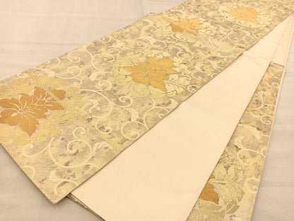 平和屋着物◎六通柄袋帯 花唐草 金糸 引箔 正絹 逸品 BAAT1491gt