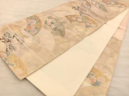平和屋着物◎六通柄袋帯 地紙花文 金糸 引箔 正絹 逸品 BAAT1495gt