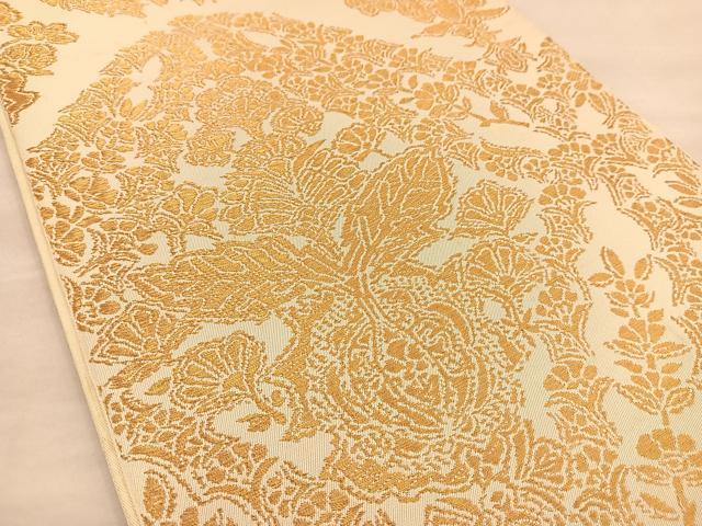 平和屋着物◎六通柄　本袋帯　草花文　金糸　正絹　逸品　BAAT1505gt