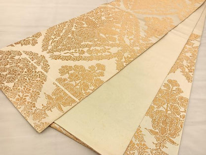 平和屋着物◎六通柄　本袋帯　草花文　金糸　正絹　逸品　BAAT1505gt