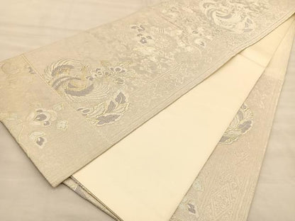 平和屋着物◎六通柄袋帯 昨鳥文 金銀糸 正絹 逸品 BAAT1507gt