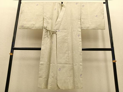平和屋着物＃道中着　単衣　ロング丈　花唐草文　やまと誂製　洗える着物　BAAT1596gt