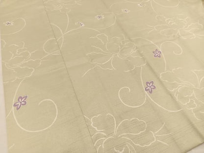 平和屋着物＃道中着　単衣　ロング丈　花唐草文　やまと誂製　洗える着物　BAAT1596gt