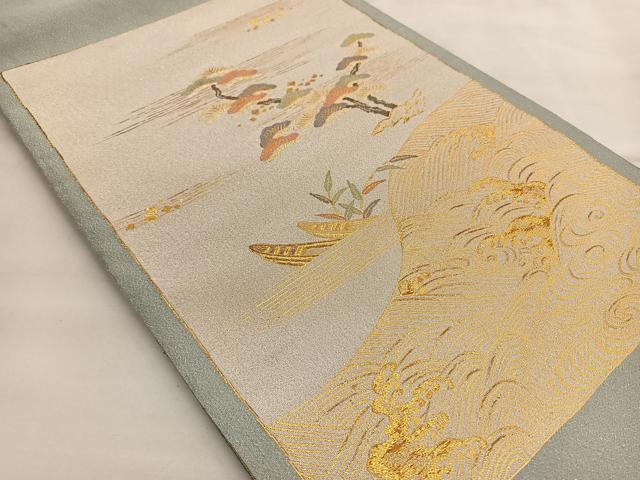 平和屋着物◎六通柄袋帯　浜松文　金銀糸　正絹　逸品　BAAT1601xk