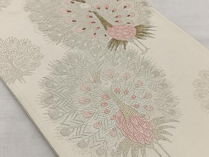 平和屋着物◎六通柄袋帯 唐織 孔雀文 金銀糸 正絹 逸品 BAAT1611xk