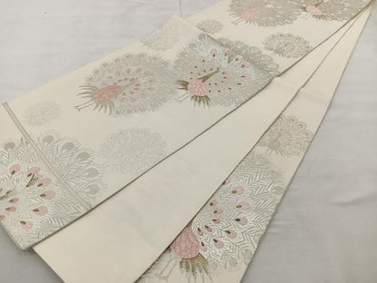 平和屋着物◎六通柄袋帯 唐織 孔雀文 金銀糸 正絹 逸品 BAAT1611xk