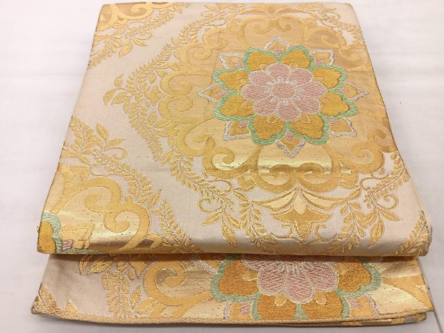 平和屋着物◎六通柄袋帯 宝相華 金糸 正絹 逸品 BAAT1618xk