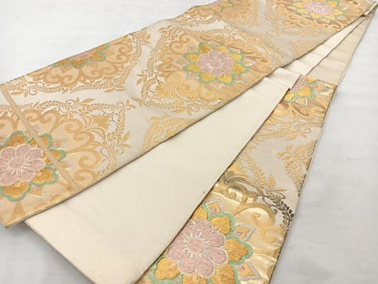 平和屋着物◎六通柄袋帯 宝相華 金糸 正絹 逸品 BAAT1618xk