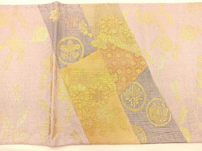 平和屋着物◎六通柄袋帯 吉祥文 金糸 正絹 逸品 BAAT1806if