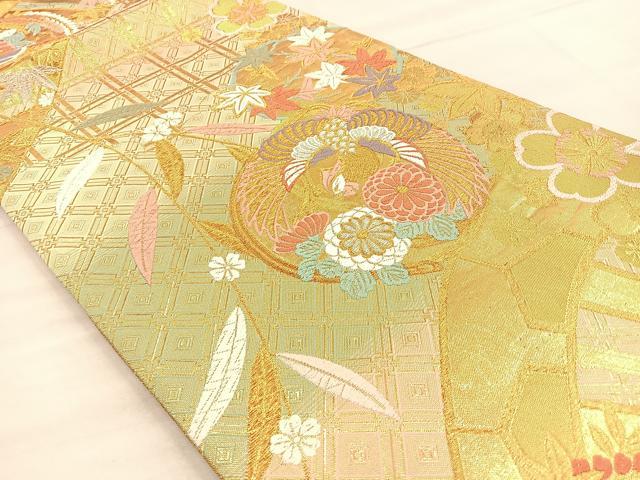 平和屋着物◎六通柄袋帯 唐織 鳳凰花丸文 金銀糸 正絹 逸品 BAAT1810if