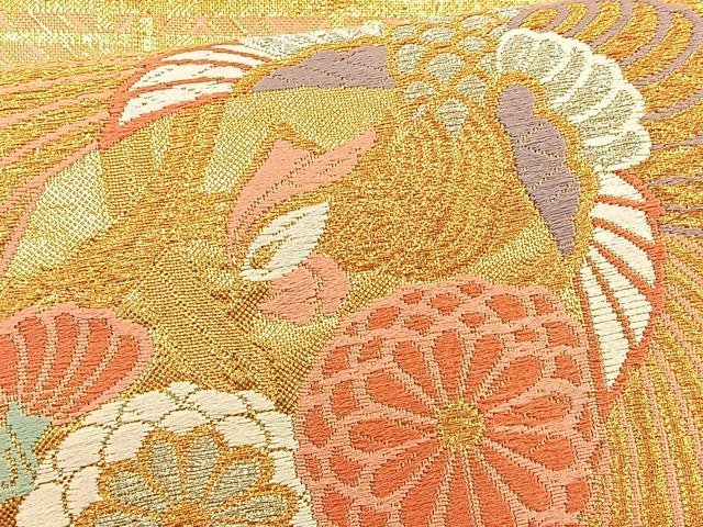 平和屋着物◎六通柄袋帯 唐織 鳳凰花丸文 金銀糸 正絹 逸品 BAAT1810if