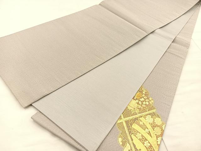 平和屋着物◎太鼓柄袋帯 菱天井雪輪花文 金彩 金通し地 正絹 逸品 BAAT1816if