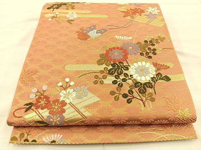 平和屋着物◎六通柄袋帯 唐織 随唐錦 金糸 正絹 逸品 BAAT1822if