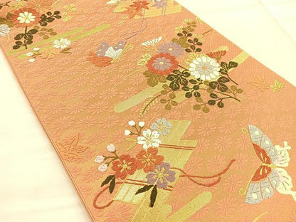 平和屋着物◎六通柄袋帯 唐織 随唐錦 金糸 正絹 逸品 BAAT1822if