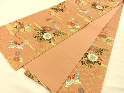 平和屋着物◎六通柄袋帯 唐織 随唐錦 金糸 正絹 逸品 BAAT1822if