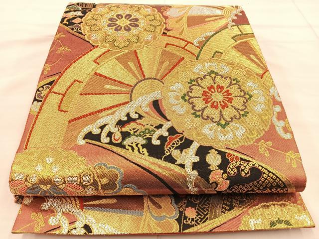 平和屋着物◎六通柄袋帯 雪輪正倉院花文 金銀糸 正絹 逸品 BAAT1824if