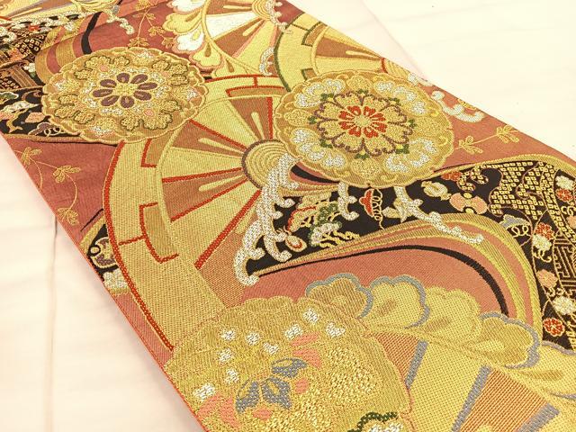 平和屋着物◎六通柄袋帯 雪輪正倉院花文 金銀糸 正絹 逸品 BAAT1824if