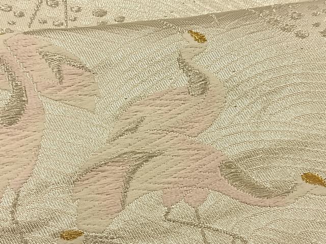 平和屋着物◎六通柄　京袋帯　唐織　群鶴　金銀糸　正絹　逸品　BAAT1840if
