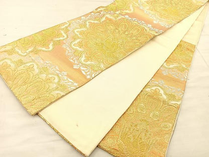 平和屋着物◎六通柄袋帯 正倉院孔雀文 金銀糸 正絹 逸品 BAAT1851if