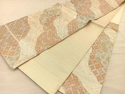 平和屋着物◎六通柄袋帯 道長吉祥文 金銀糸 正絹 逸品 BAAT1858if