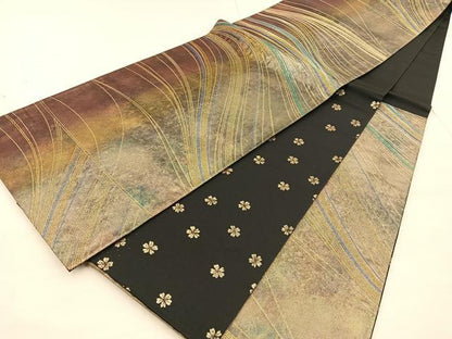 平和屋着物◎六通柄袋帯 彩り青海 金銀糸 引箔 正絹 逸品 BAAT1859if