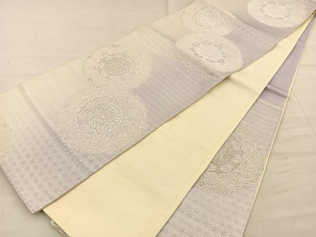 平和屋着物◎西陣 六通柄袋帯 唐織 正倉院花文 銀糸 正絹 逸品 BAAT1867if