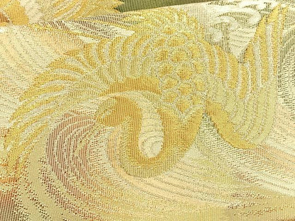 平和屋着物◎六通柄袋帯　飛鶴立波文　金銀糸　正絹　逸品　BAAT1870if